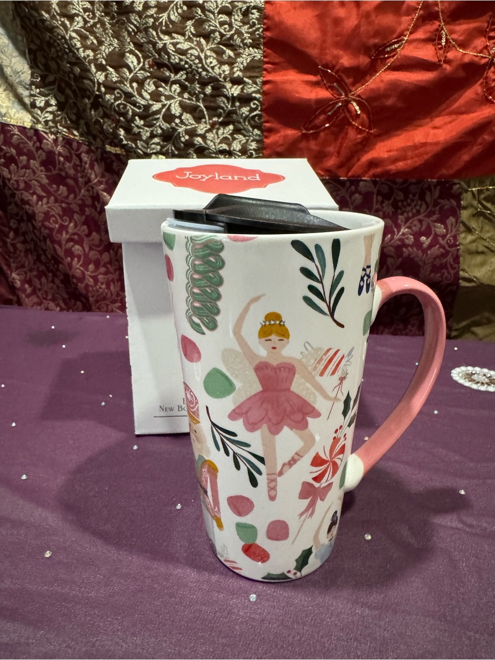 Joyland Pink Ballerina Ceramic Travel Mug with Lid